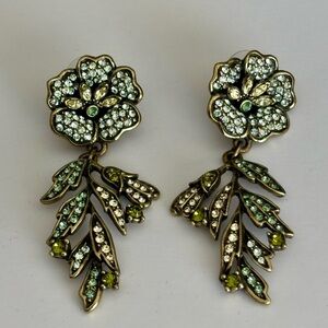 Statement Crystal Drop Earrings Heidi Daus Green Floral Dangle
